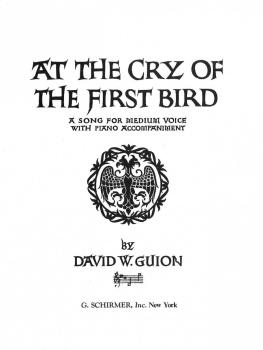 At the Cry of the First Bird (Voice and Piano) (HL-50276460)