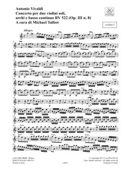 Concerto Rv 522 (op. 3 No. 8) Crit Ed Per Due Violini Soli, Archi E Ba (HL-50600090)