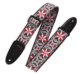 '60s Hootenanny Jacquard Weave Guitar Strap - Floral Red: Print Series (HL-03719552)
