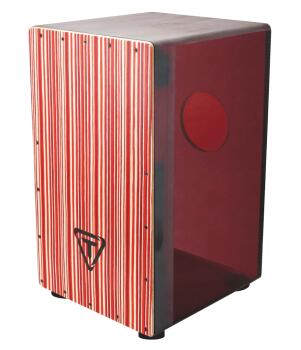 29 Series Cherry Red Acrylic Cajon - Black Makah Burl Front Plate (TY-00755253)